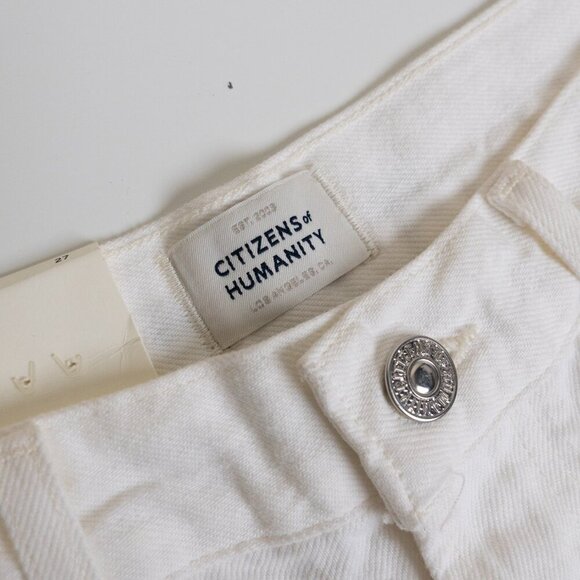 Citizen Of Humanity Camilla Frayed Hem Denim Shorts High Rise Starlight White - Picture 6 of 15